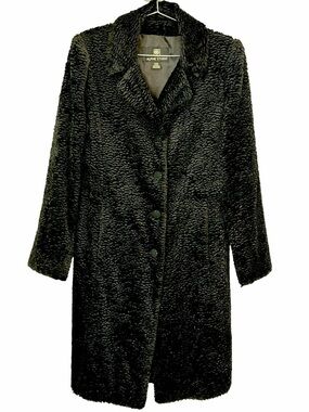 Glamorous Black Faux Persian Lamb Fur Long Coat
